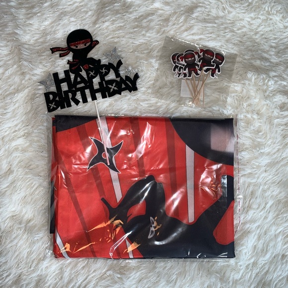 Kid,Dad and Mom Happy Birthday Ninja ThemeT-Shirts. Cupcake Toppers and Backdrop - Picture 11 of 16